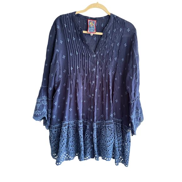 Johnny Was Manchengo Navy Tunic Boho Sz XL - Picture 3 of 5